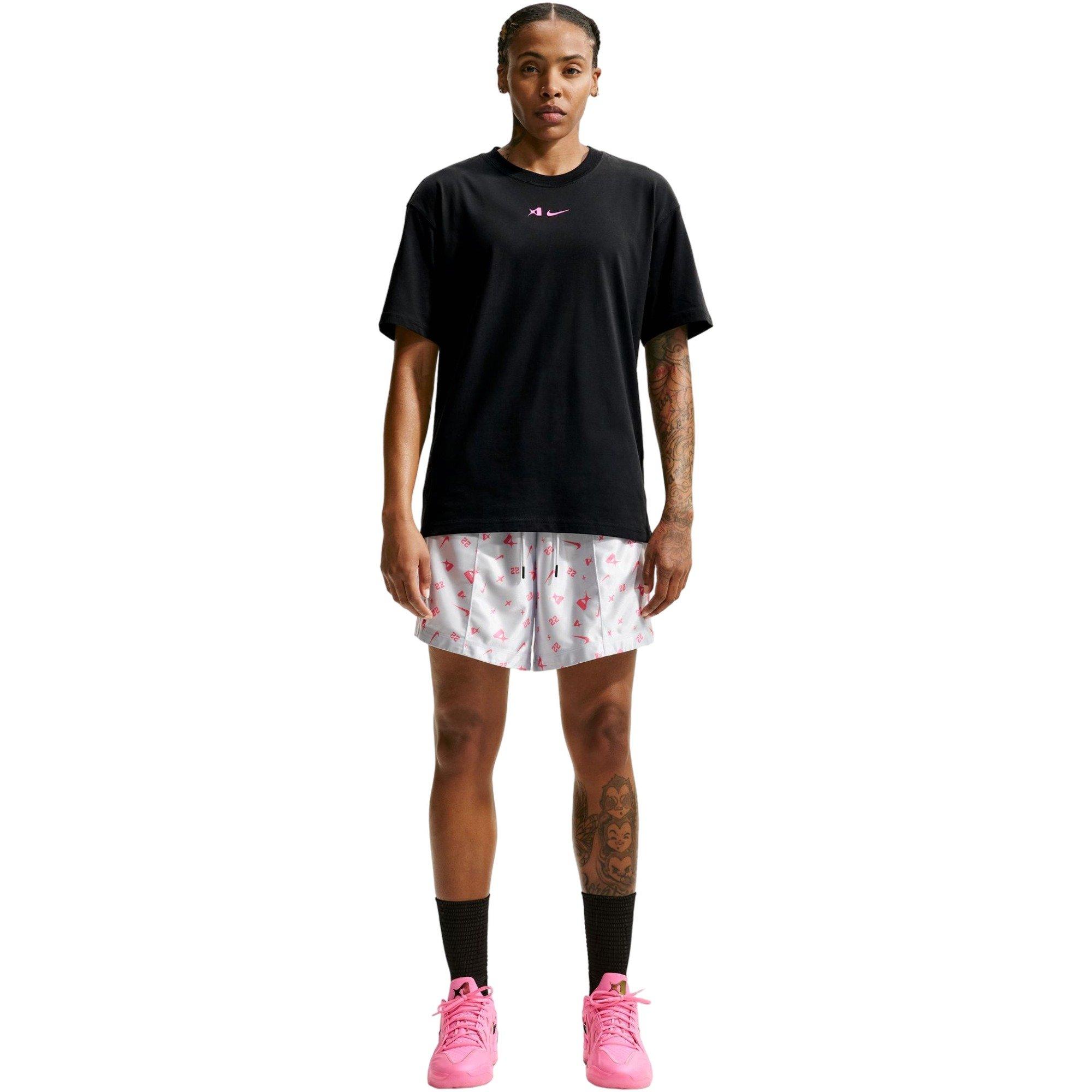 Nike Women's A'ja Dri-FIT Basketball Tee - Black/Pink - BLACK/PINK